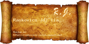 Raskovics Júlia névjegykártya